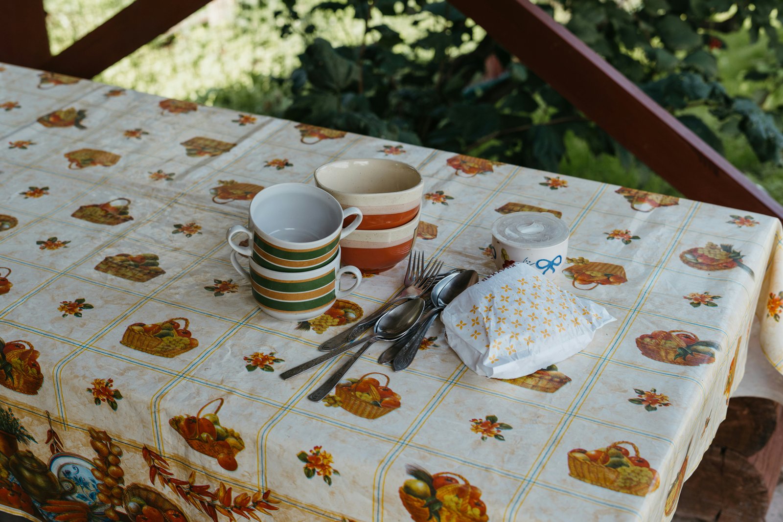 Tischdecke mit Fleck